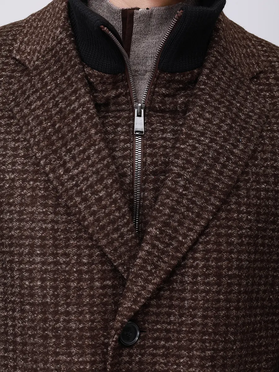 Пальто однобортное BOSS 50551612/202 Коричневый  Фото 5