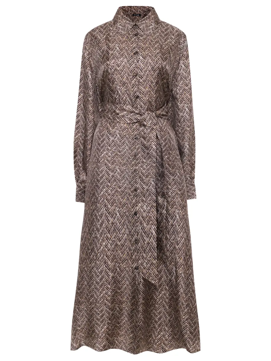 Платье шелковое KITON D54318K053G02001 Коричневый 