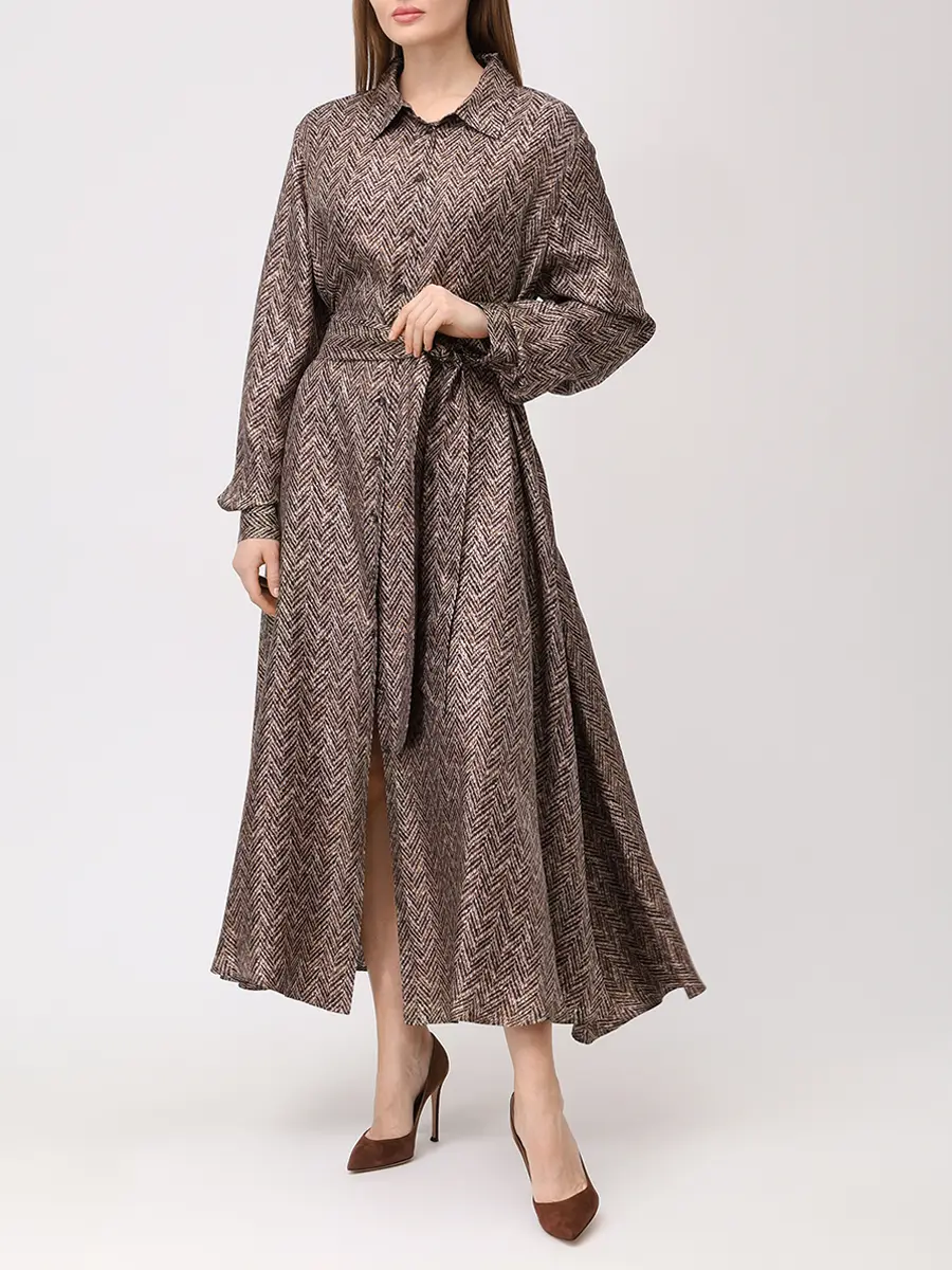 Платье шелковое KITON D54318K053G02001 Коричневый  Фото 2