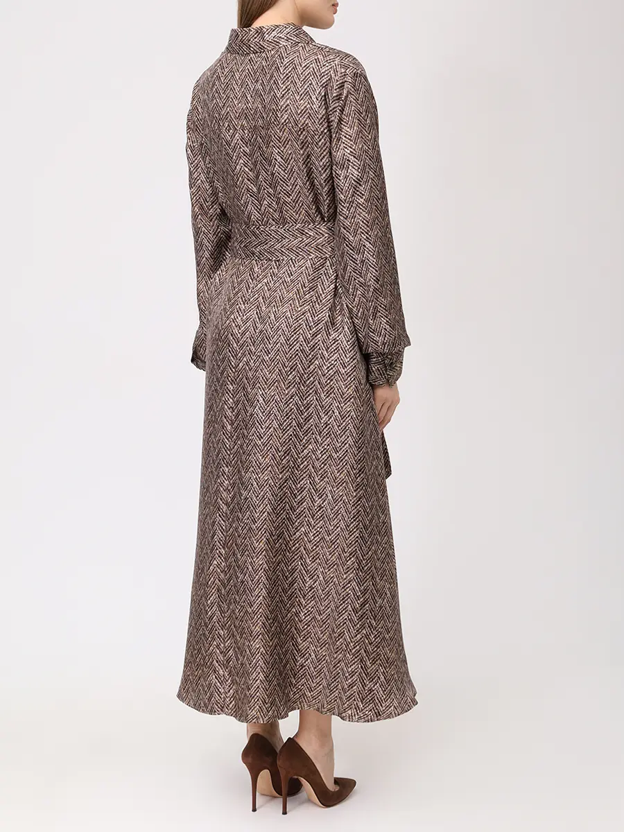 Платье шелковое KITON D54318K053G02001 Коричневый  Фото 3