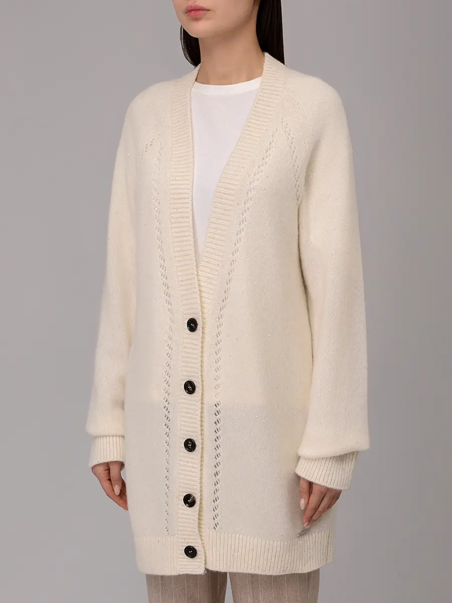 Кардиган кашемировый KITON D6070100130000 Белый  Фото 4