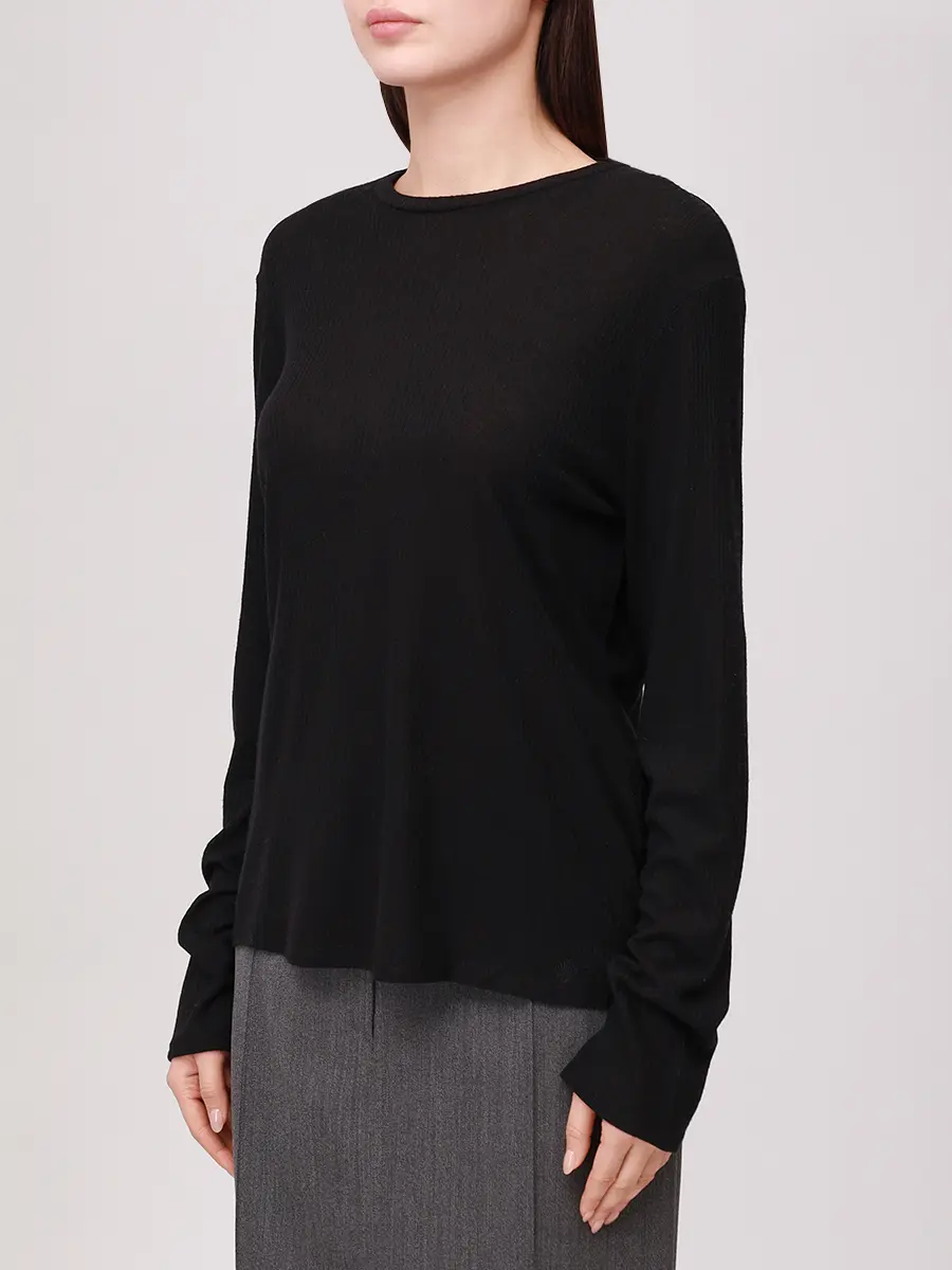 Лонгслив из вискозы и шерсти LOULOU DE SAISON ORTIGIA LDS Черный  Фото 4