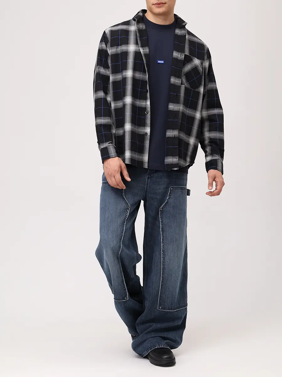 Рубашка Regular Fit хлопковая HUGO 50545254/001 Клетка  Фото 2