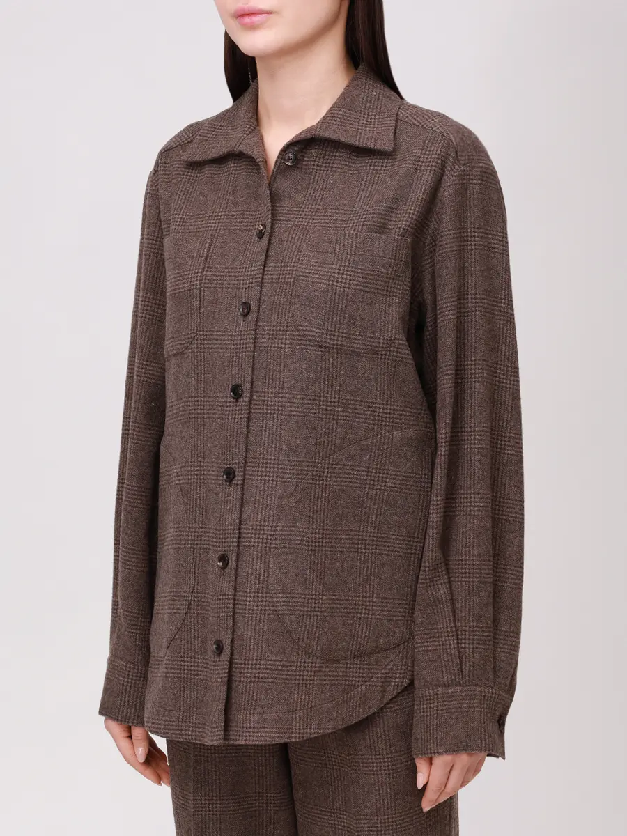 Рубашка шерстяная KITON D50429K0550G02000 Коричневый  Фото 4