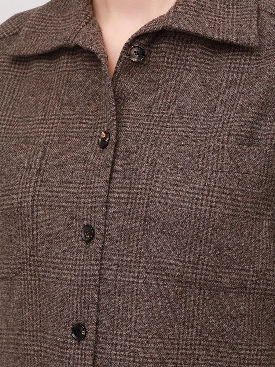 Рубашка шерстяная KITON D50429K0550G02000 Коричневый  Фото 5