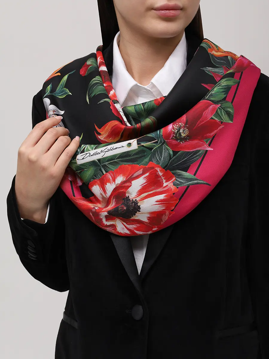 Платок шелковый DOLCE & GABBANA FN090R GDC7A HN5QW Розовый  Фото 2