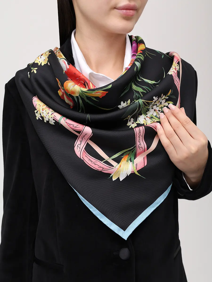 Платок шелковый DOLCE & GABBANA FN090R GDC7C HF5PC Черный  Фото 2