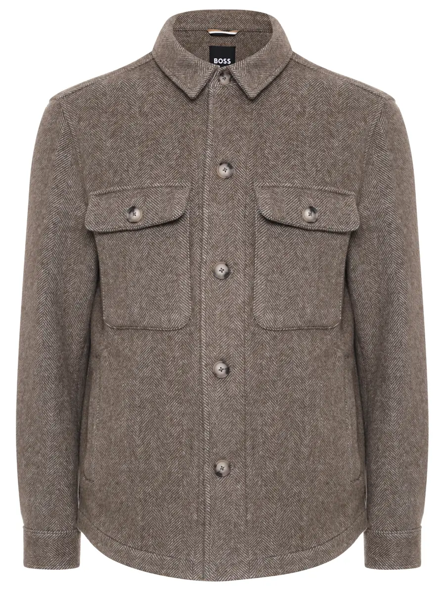 

Рубашка Relaxed Fit из шерсти и лиоцелла, Коричневый, 50551691/245