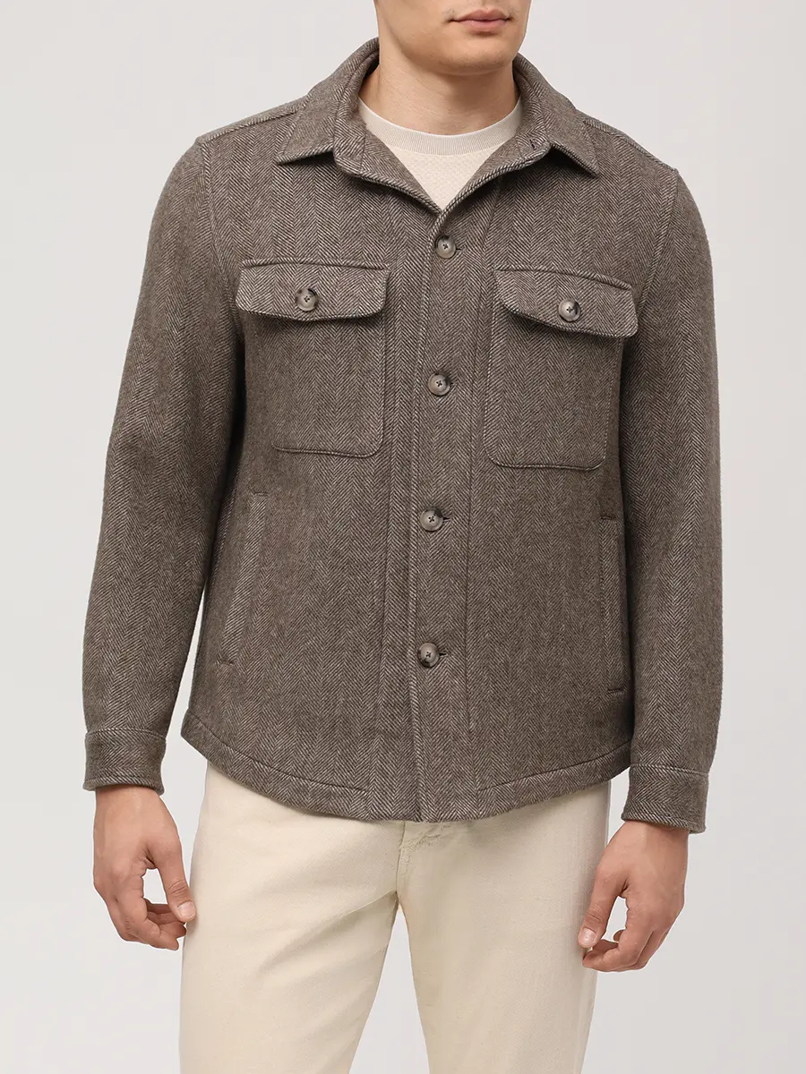 Рубашка Relaxed Fit из шерсти и лиоцелла BOSS 50551691/245 Коричневый  Фото 4