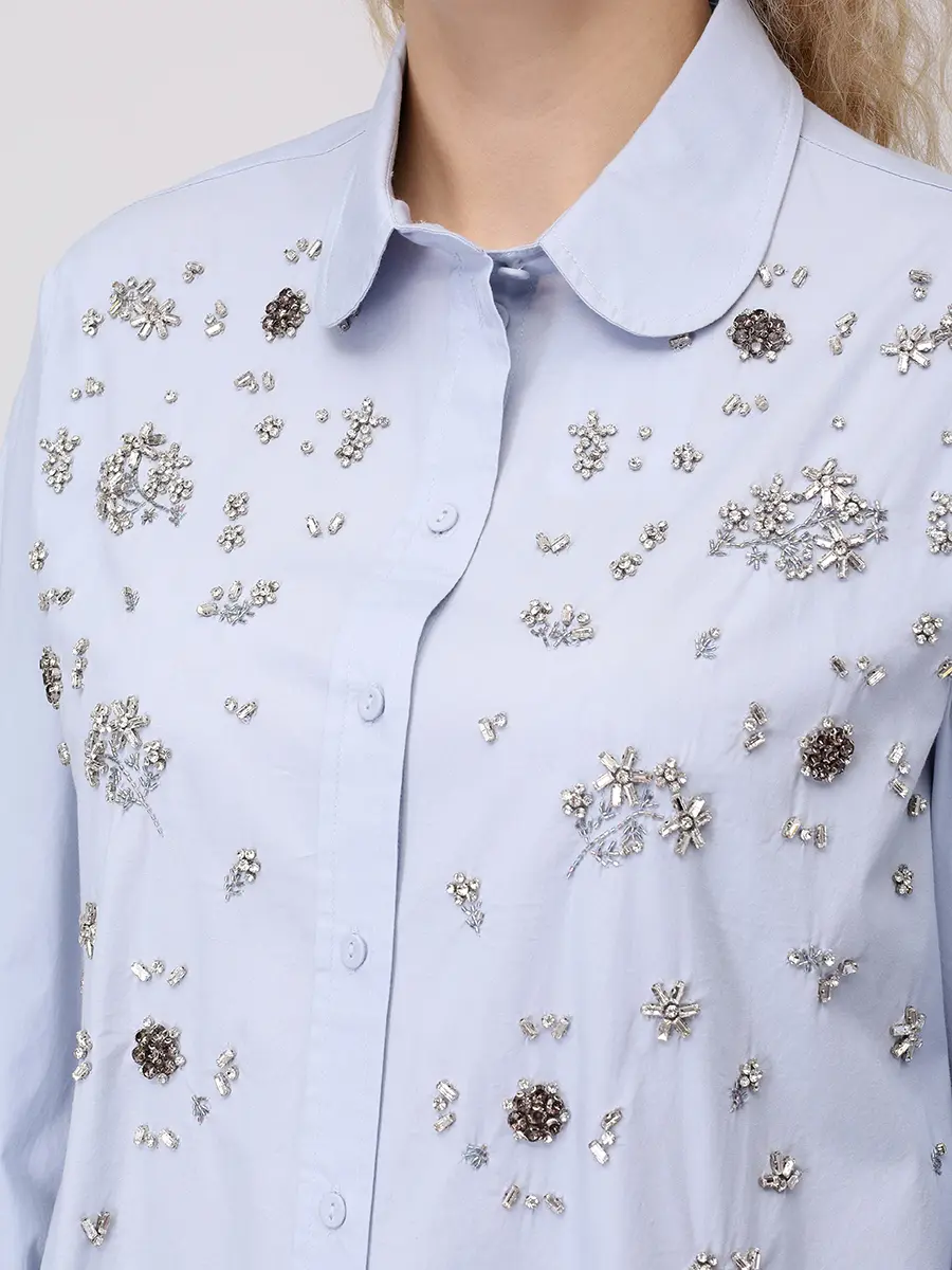 Рубашка хлопковая ELENA MIRO 5143P009PT04 Голубой  Фото 5