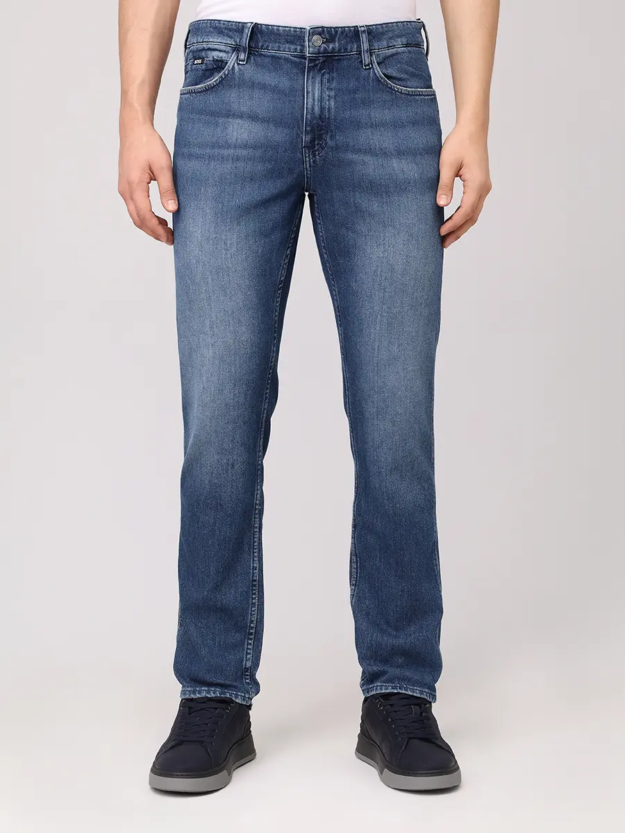 Джинсы Slim Fit хлопковые BOSS 50552955/413 Синий  Фото 4