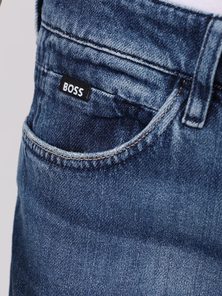 Джинсы Slim Fit хлопковые BOSS 50552955/413 Синий  Фото 6