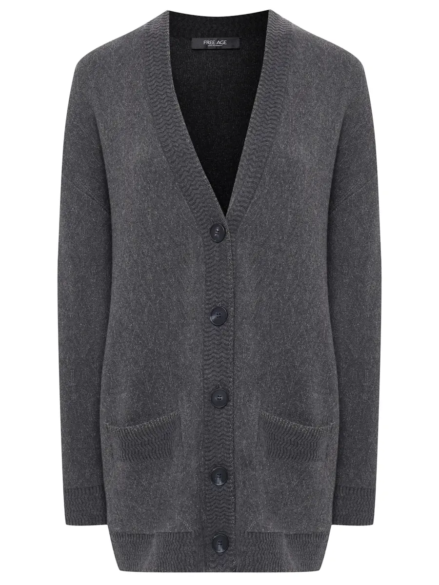 Кардиган из шелка и кашемира FREE AGE W26.CR106M.6039.991 Темно- Серый 