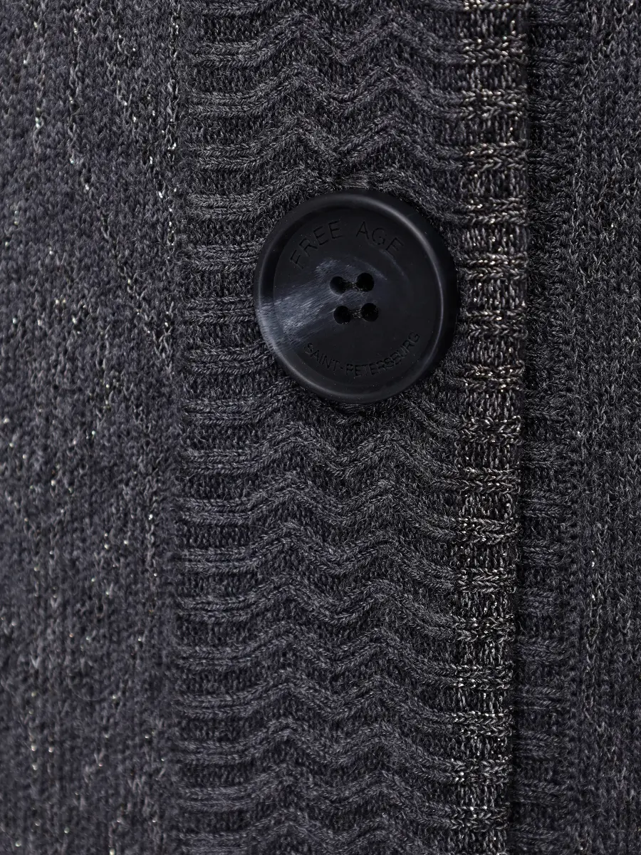 Кардиган из шелка и кашемира FREE AGE W26.CR106M.6039.991 Темно- Серый  Фото 6