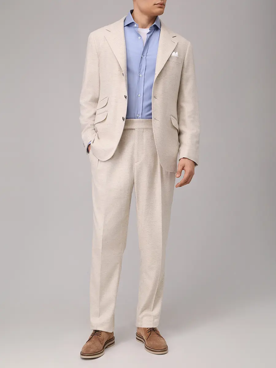 Рубашка Slim Fit шерстяная BRUNELLO CUCINELLI MY6431718 C010 Голубой  Фото 2