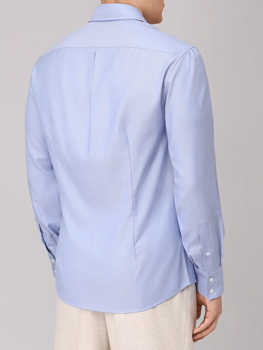 Рубашка Slim Fit шерстяная BRUNELLO CUCINELLI MY6431718 C010 Голубой  Фото 3
