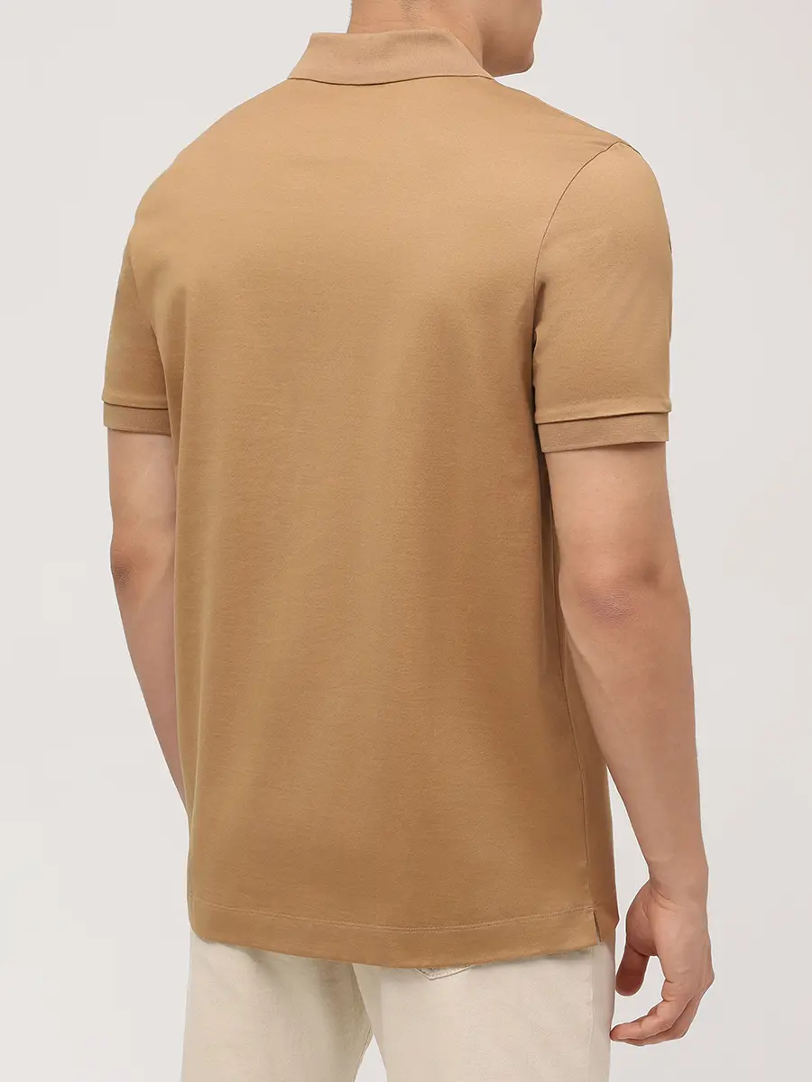 Поло хлопковое BOSS 50543880/260 Бежевый  Фото 3