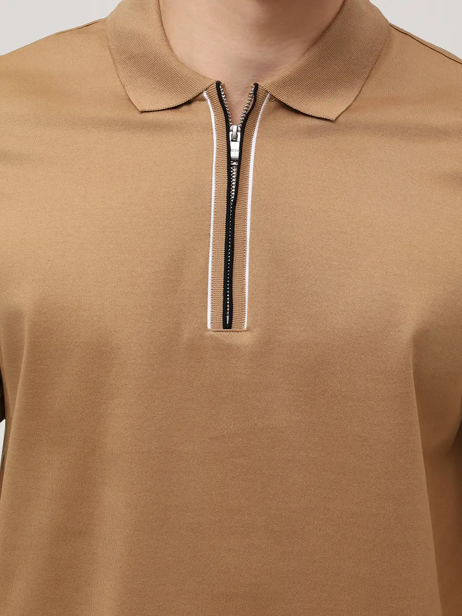 Поло хлопковое BOSS 50543880/260 Бежевый  Фото 5