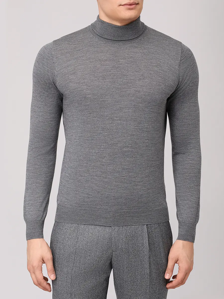 Водолазка из шерсти и шелка BARBA NAPOLI BU 7000/25247/1319057531/0071 Серый  Фото 4