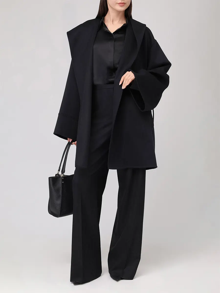 Пальто кашемировое AGNONA TH1028U-D7036U-K09 Черный  Фото 2