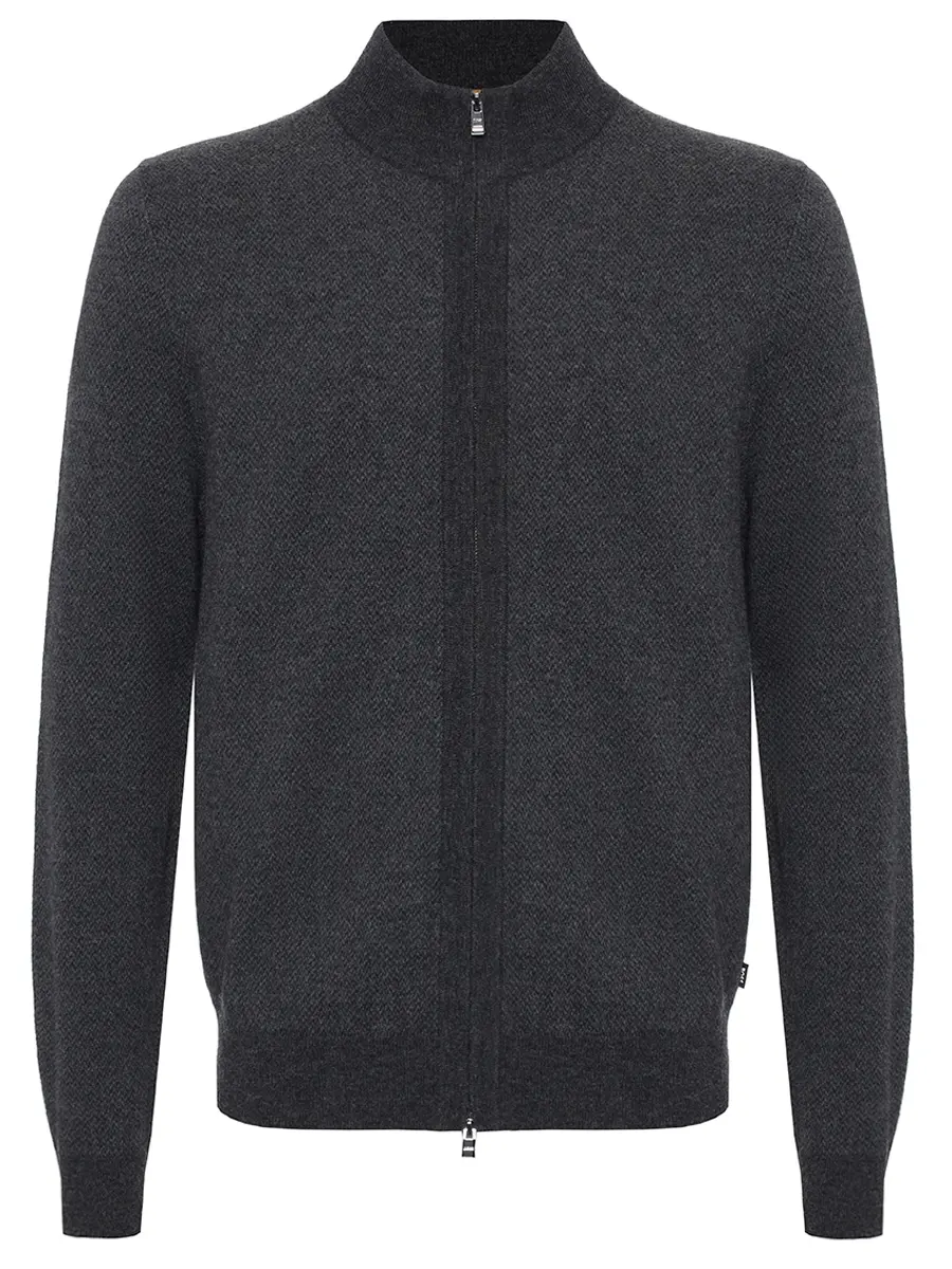 Кардиган из шерсти и хлопка BOSS 50549950/001 Серый 