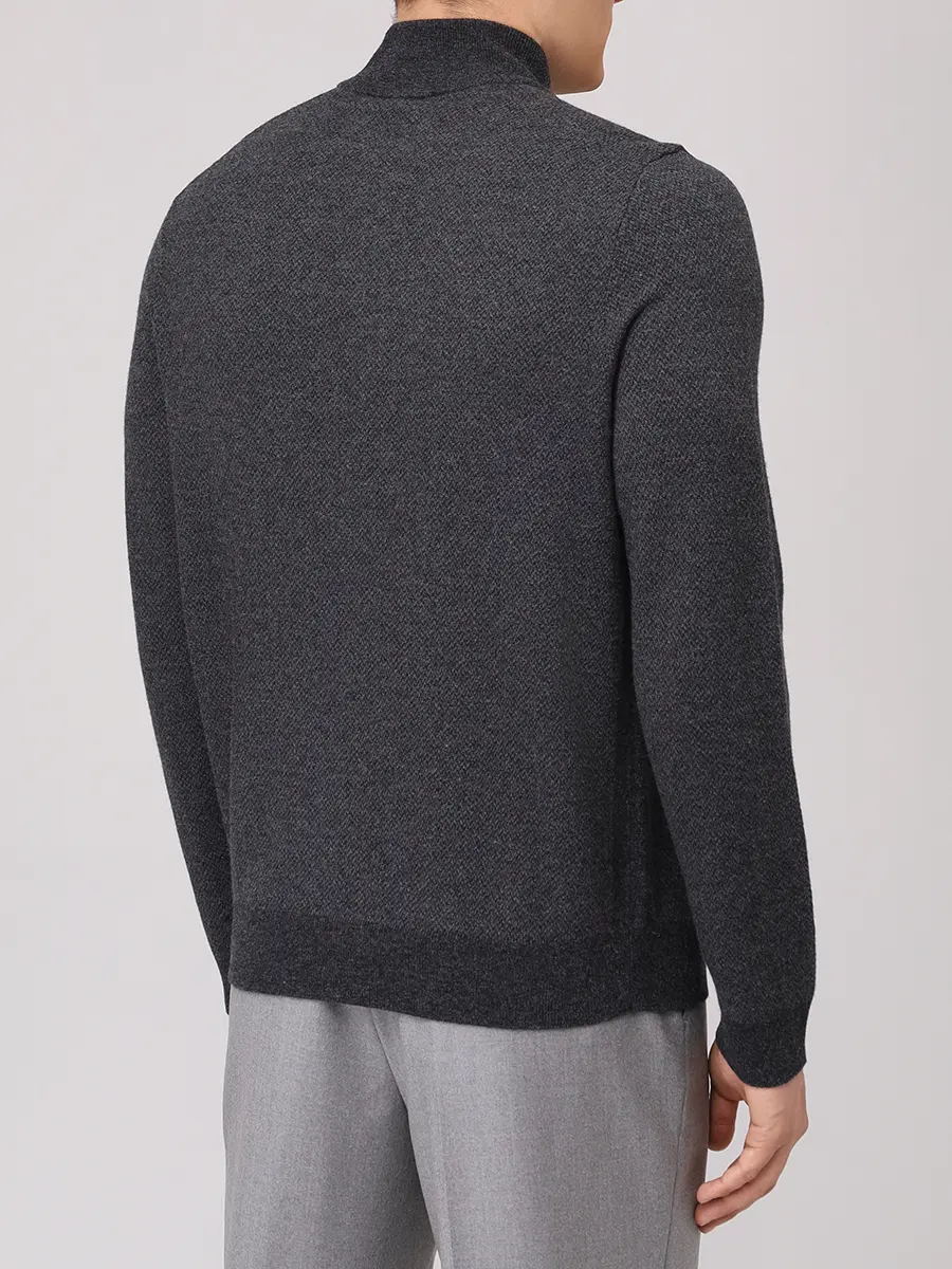 Кардиган из шерсти и хлопка BOSS 50549950/001 Серый  Фото 3