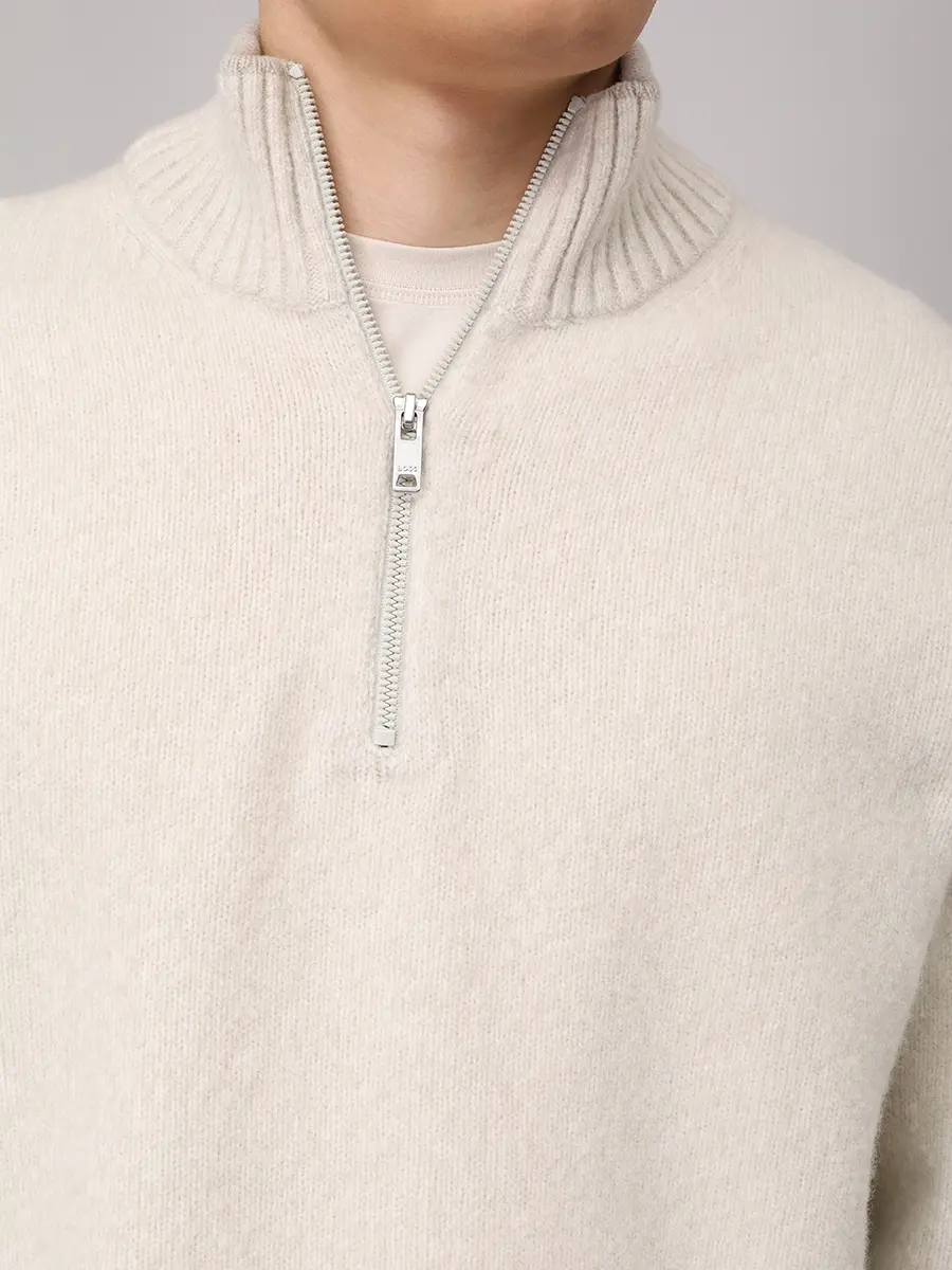 Джемпер шерстяной BOSS 50548669/271 Кремовый  Фото 5