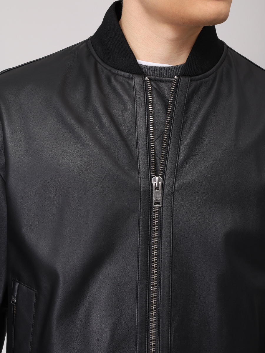 

Бомбер кожаный, Черный, 50547545/001