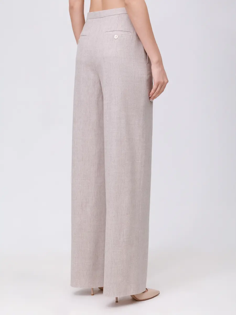 Брюки шерстяные AGNONA T70602U-UW035U-N42 Бежевый  Фото 3