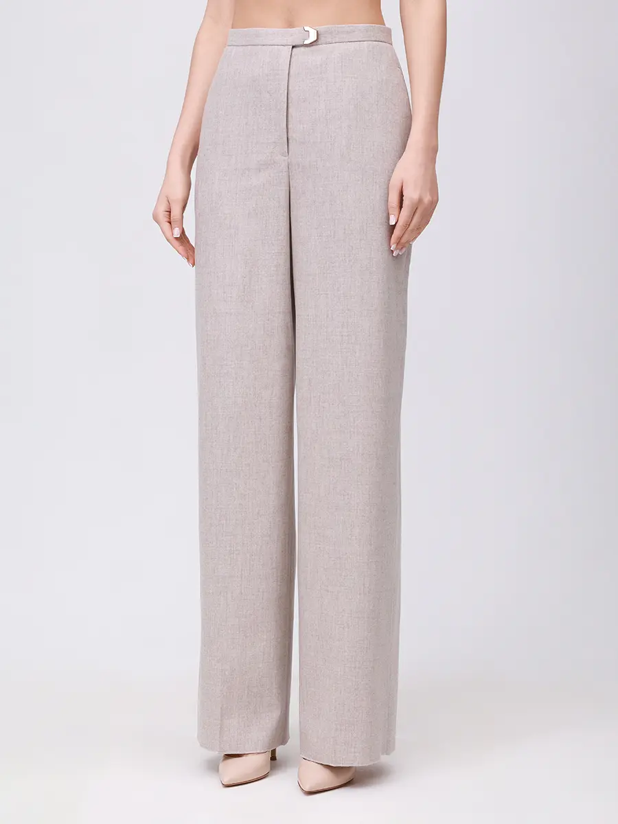 Брюки шерстяные AGNONA T70602U-UW035U-N42 Бежевый  Фото 4