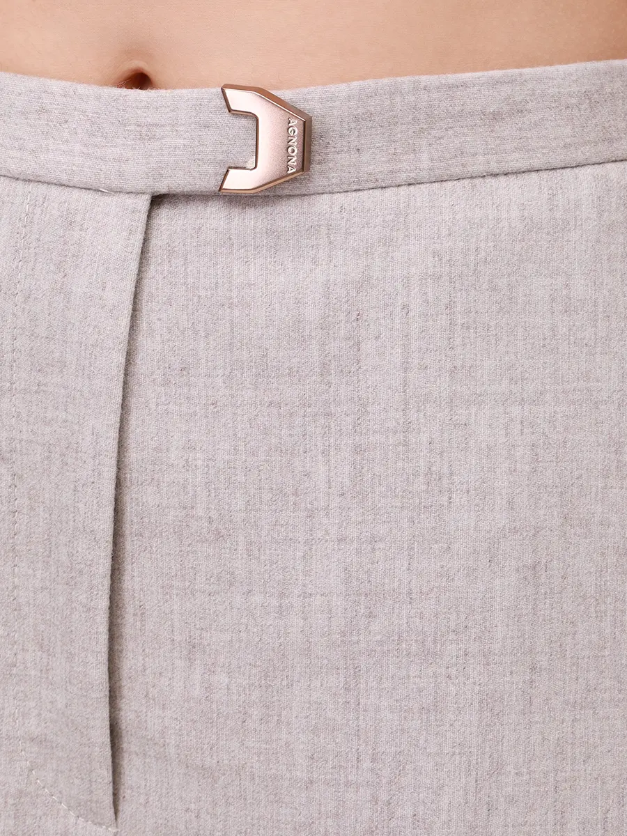 Брюки шерстяные AGNONA T70602U-UW035U-N42 Бежевый  Фото 5