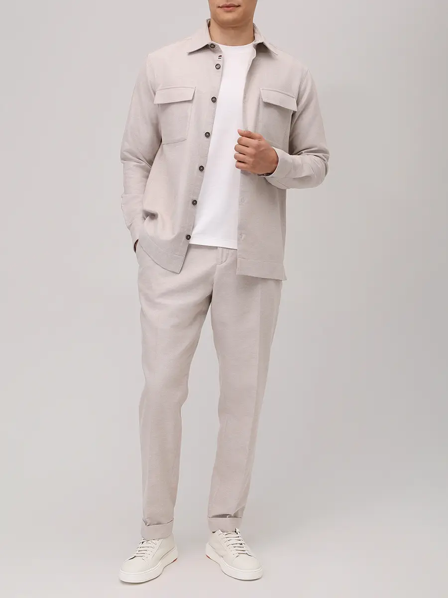 Брюки хлопковые PAUL & SHARK 15314032/629 Бежевый  Фото 2