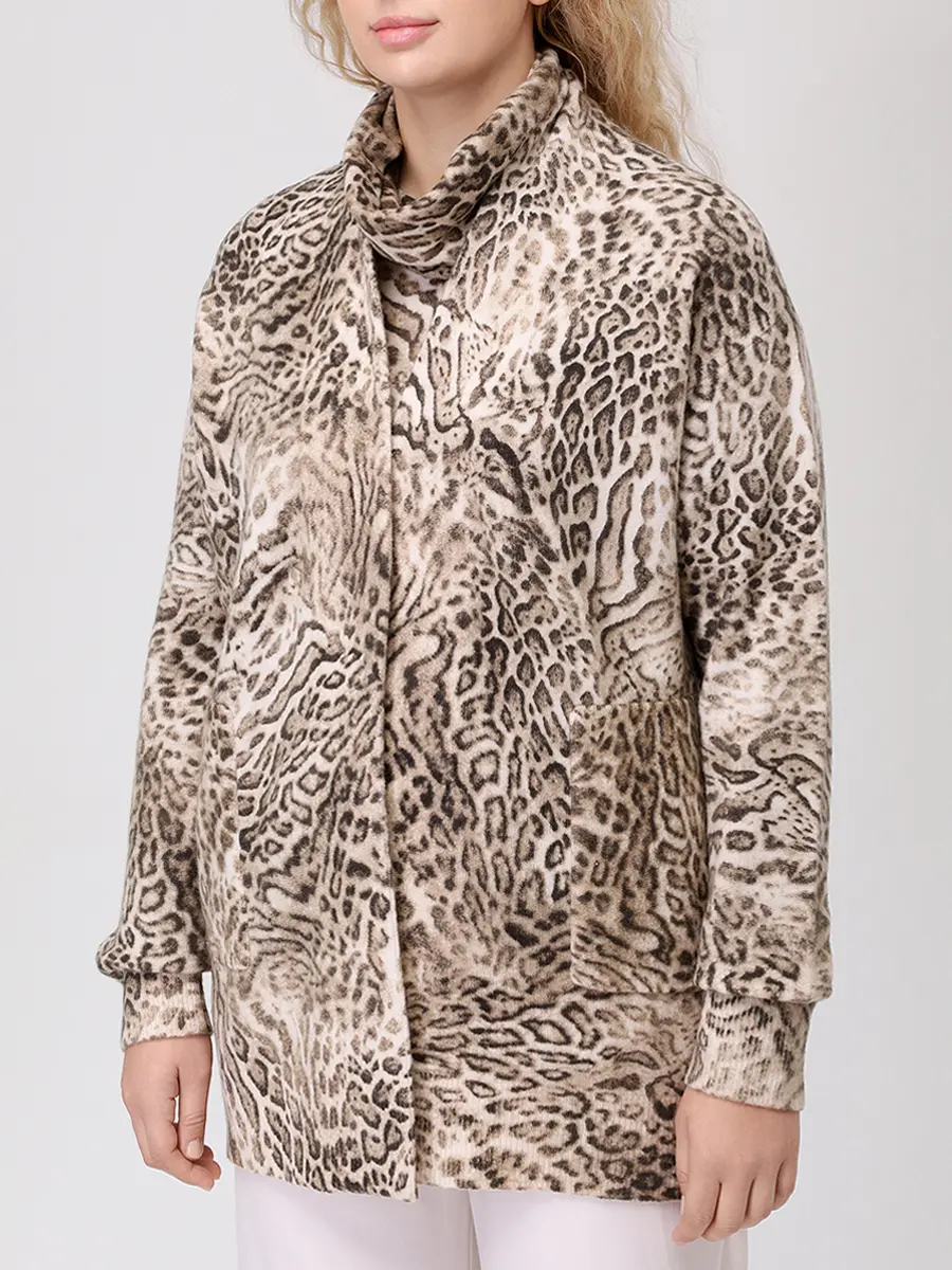 Кардиган с принтом ELENA MIRO M500Z049NMS1 Анималистичный принт  Фото 4