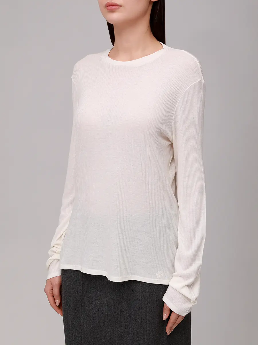 Лонгслив из вискозы и шерсти LOULOU DE SAISON ORTIGIA LDS Белый  Фото 4