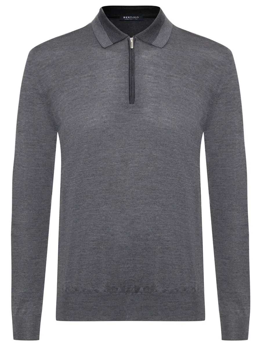 

Поло из шерсти и шелка, Серый, 902477/002517/0445