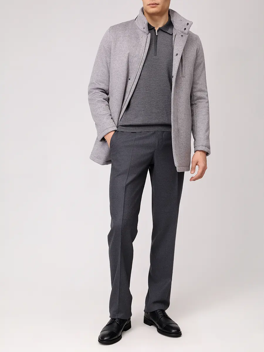 Поло из шерсти и шелка BERTOLO LUXURY MENSWEAR 902477/002517/0445 Серый  Фото 2