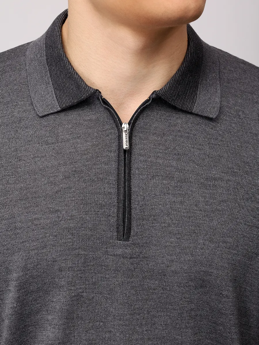 Поло из шерсти и шелка BERTOLO LUXURY MENSWEAR 902477/002517/0445 Серый  Фото 5