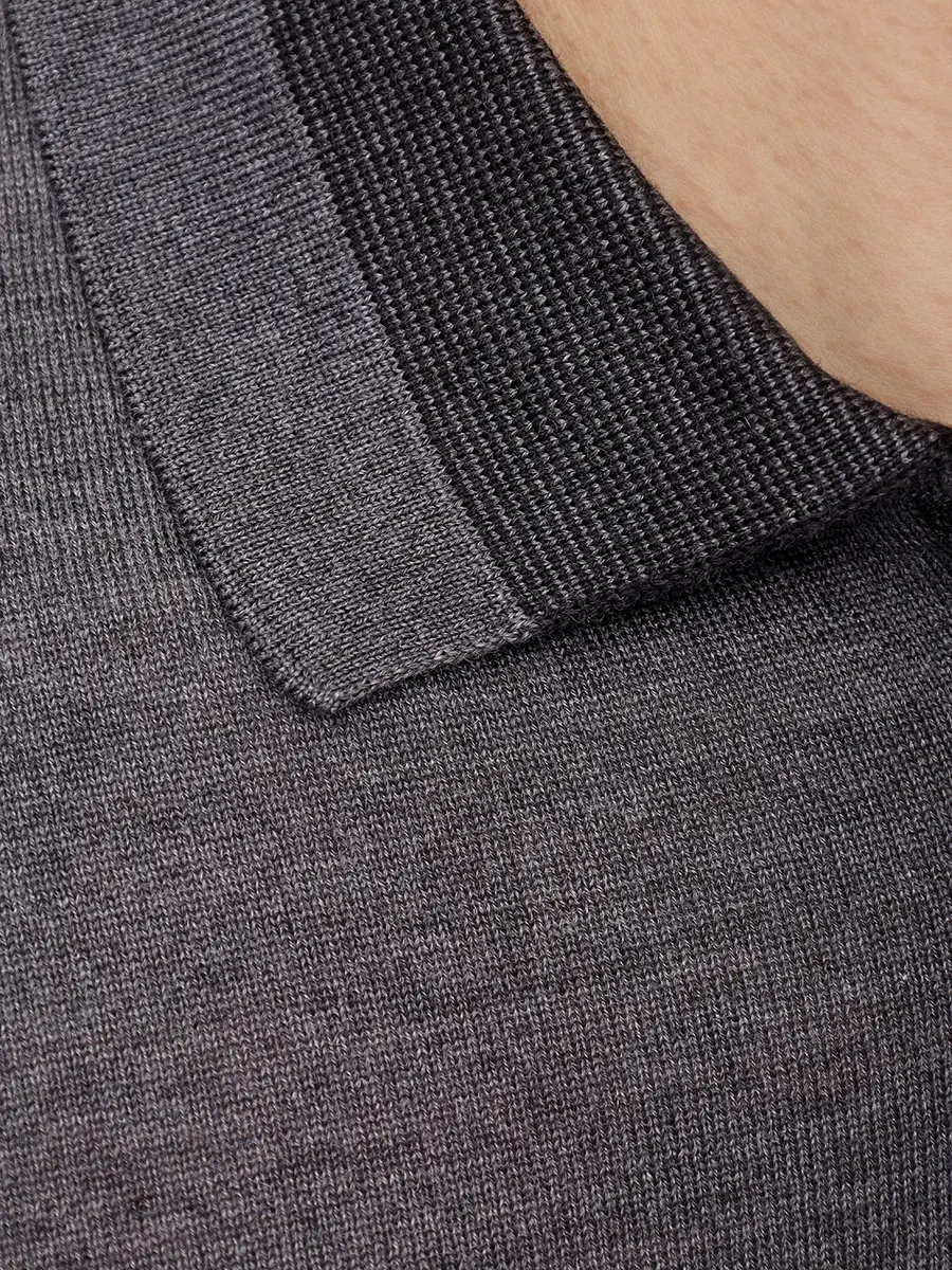 Поло из шерсти и шелка BERTOLO LUXURY MENSWEAR 902477/002517/0445 Серый  Фото 6