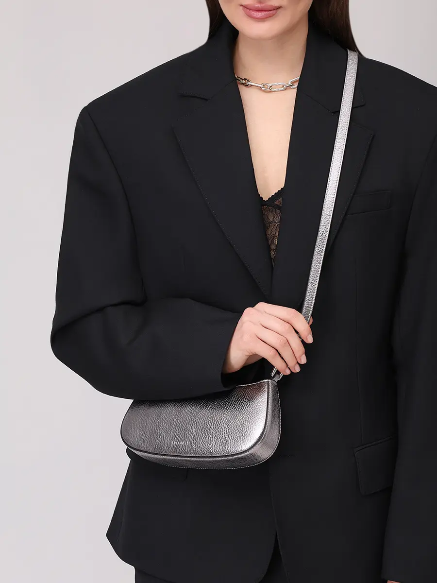 Сумка кожаная Merveille COCCINELLE E5 MRF 52 01 01/Y43 Серебряный  Фото 2