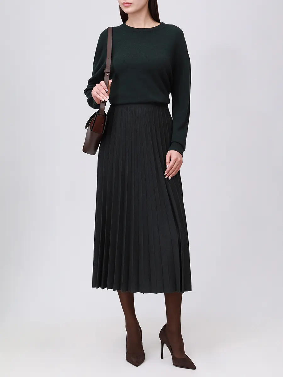 Юбка шерстяная AGNONA KG02020U-9D180NU-E79 Темно Зеленый  Фото 2