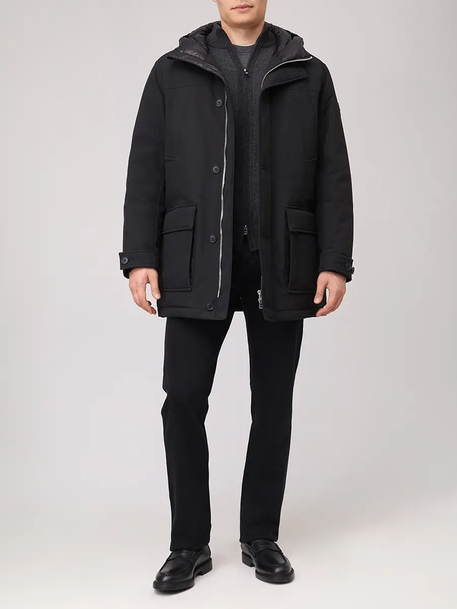 Пуховик однотонный BOSS 50540472/001 Черный  Фото 2