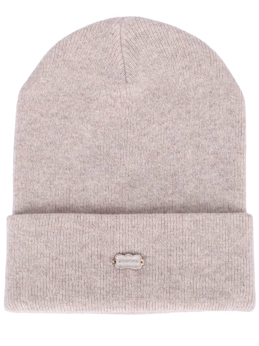 Шапка кашемировая AGNONA MK10030U-1K120HU-N20 Бежевый 