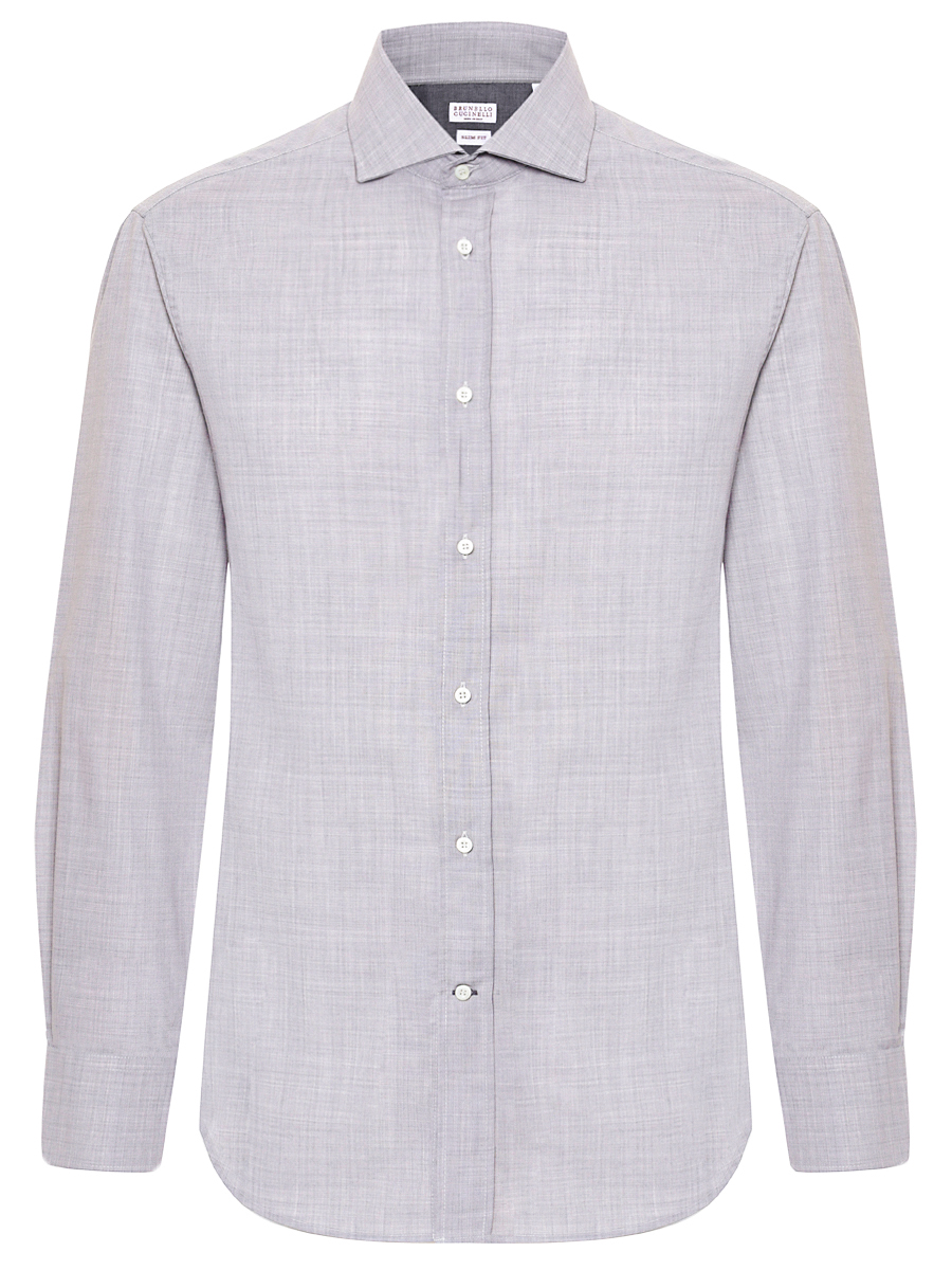 Рубашка Slim Fit шерстяная BRUNELLO CUCINELLI