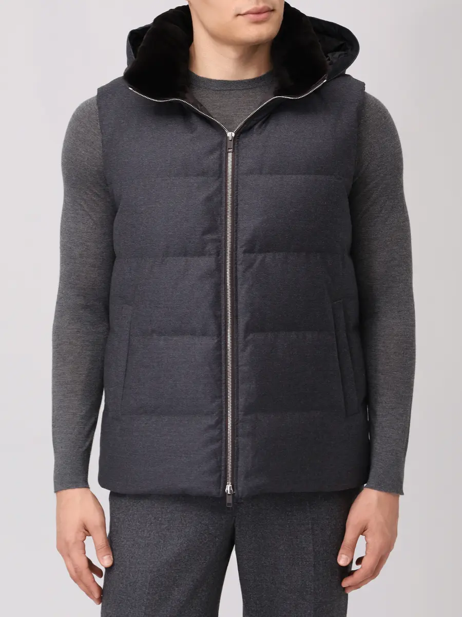 Жилет стеганый YVES SALOMON 26W24EHG00768LSVE Серый  Фото 4
