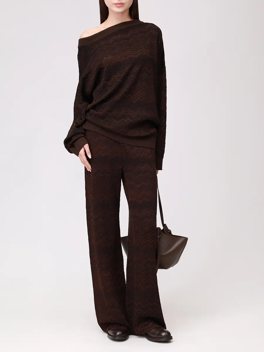 Брюки из вискозы и шерсти MISSONI DS25WI0J-BK01CP S80E1 Коричневый  Фото 2