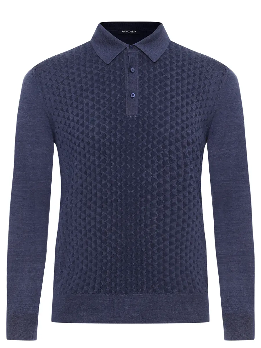 

Поло из шерсти и шелка, Синий, 902505/002531/0709