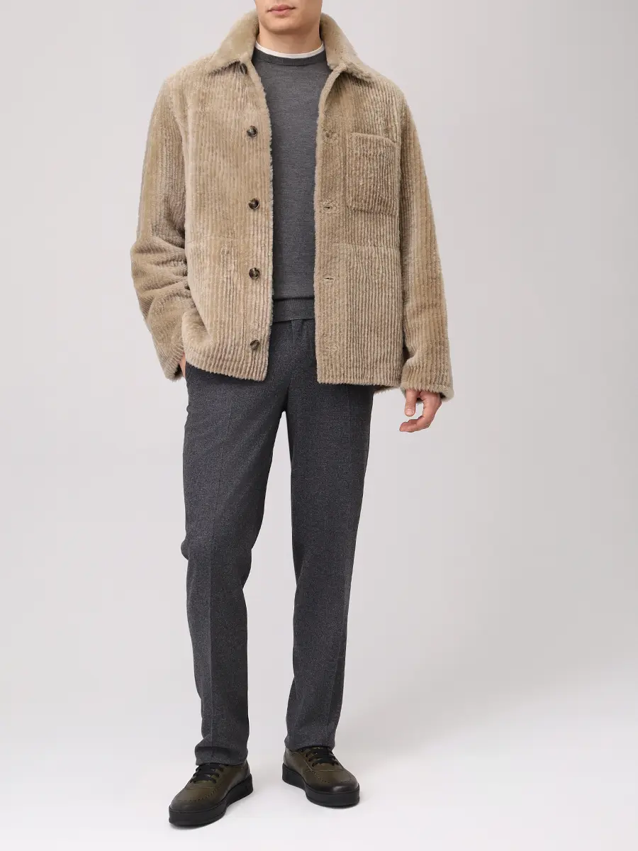 Куртка из овчины YVES SALOMON 26W26WHV60275MECO Бежевый  Фото 2