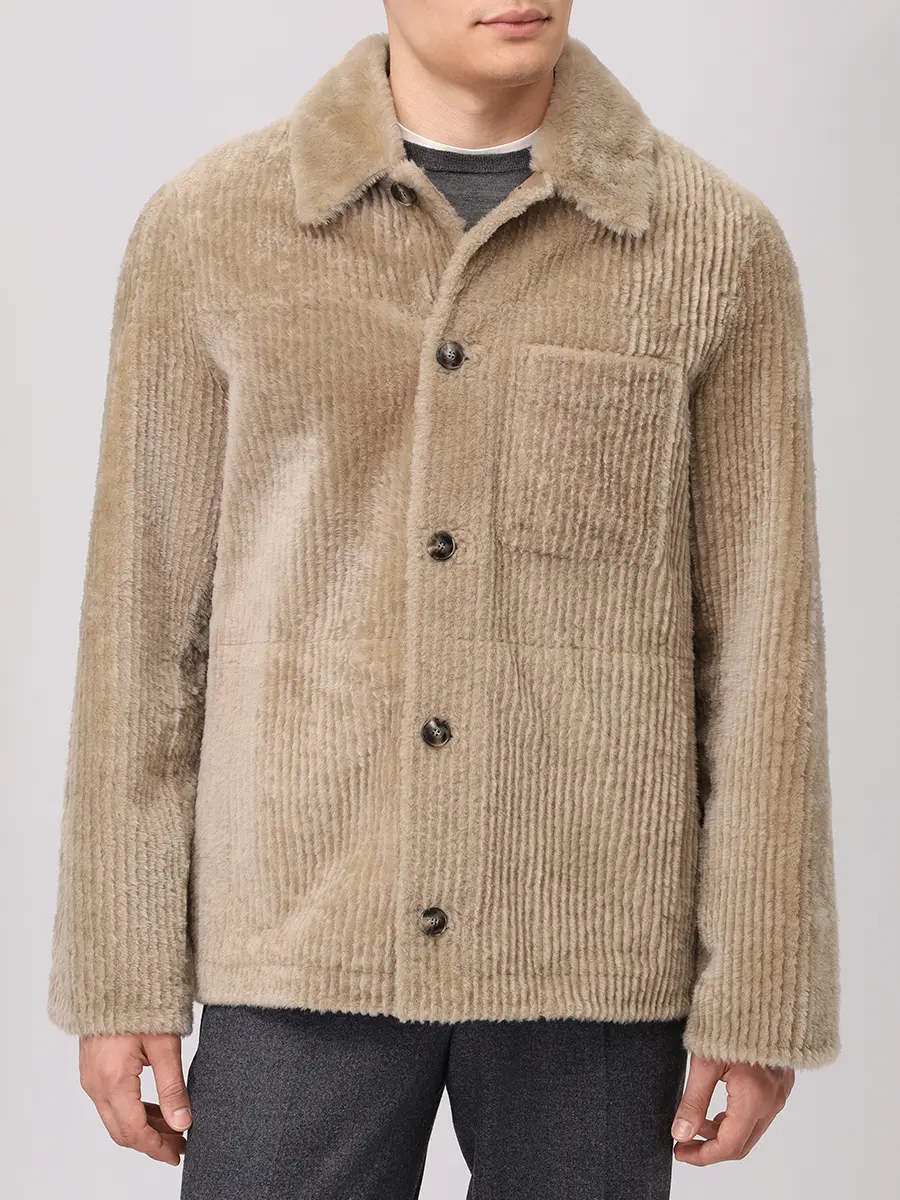 Куртка из овчины YVES SALOMON 26W26WHV60275MECO Бежевый  Фото 4