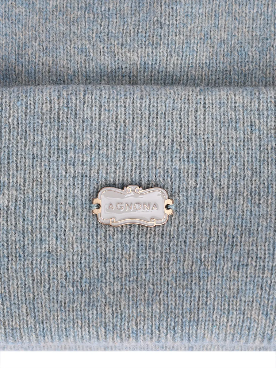 Шапка кашемировая AGNONA MK10030U-1K120HU-A11 Голубой  Фото 3