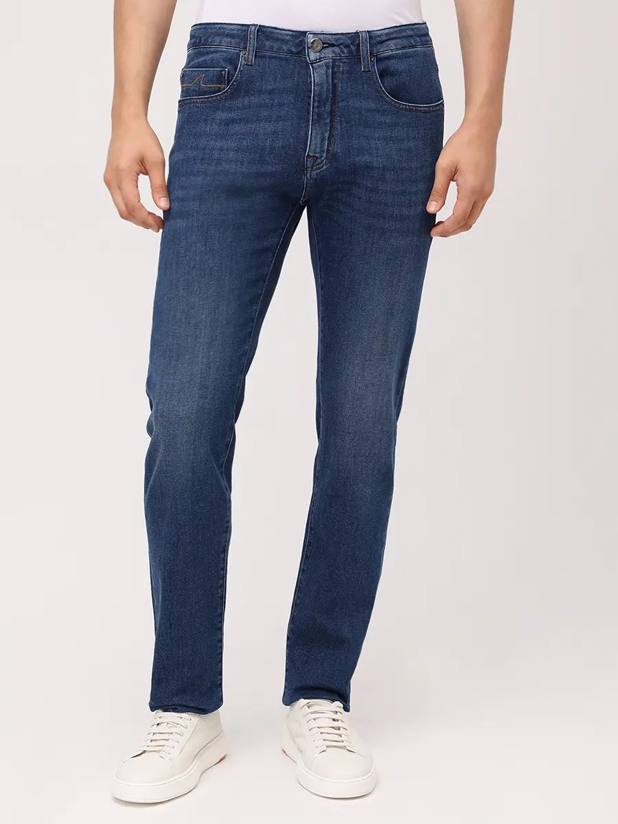 Джинсы Regular Fit хлопковые PAUL & SHARK 15314141/J02 Синий  Фото 4